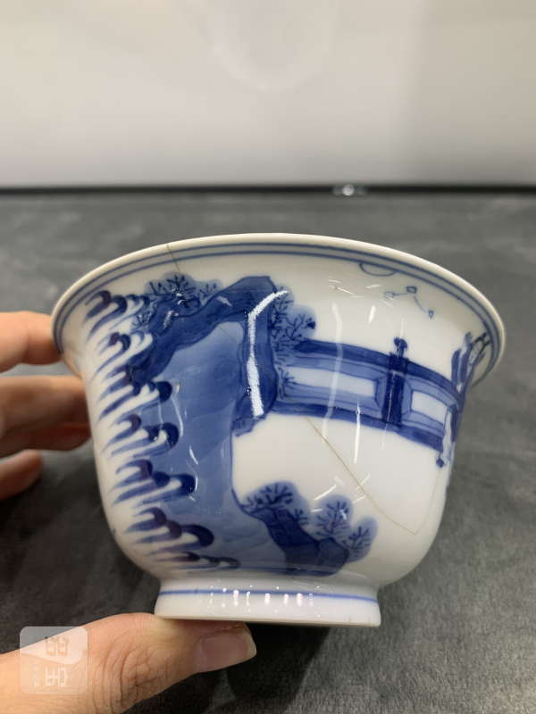 清康熙青花西厢记人物故事纹杯 - 图4